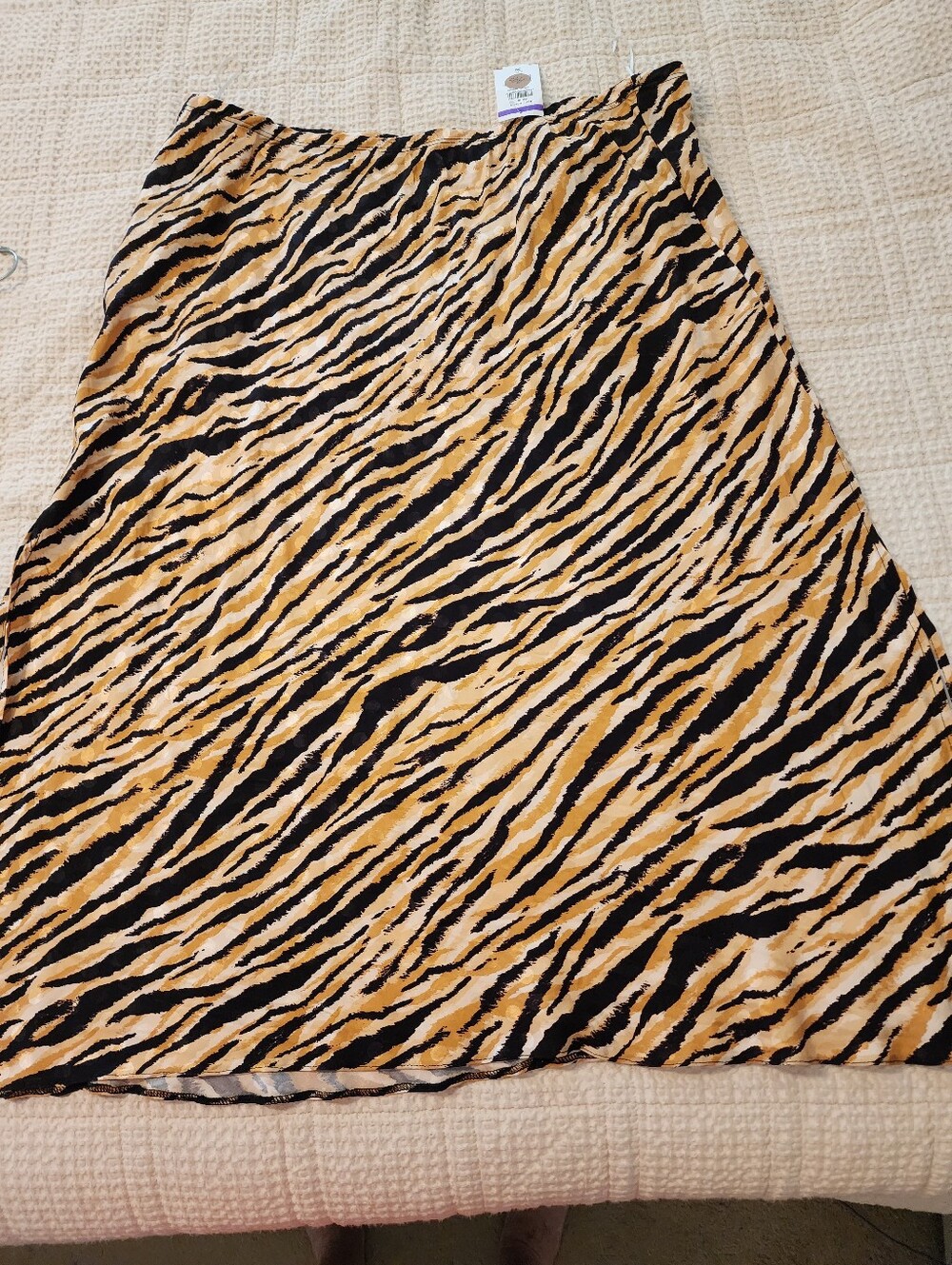 River Island Tiger-Stripe A-Line Slip Skirt NWT Sz 20 Elastic Waist Side Slits